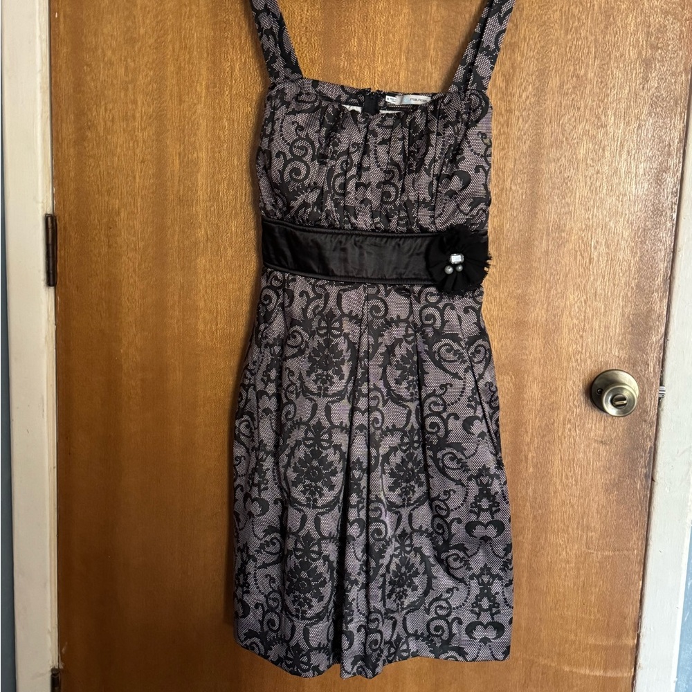 Maurices Black and Silver Pleated Mini Dress